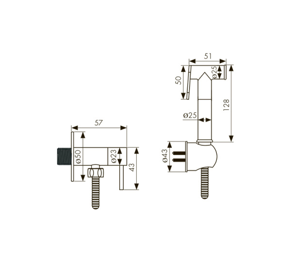 SH-332  Гигиенический набор с краном KAISER 